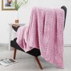 Pack Of 2 Back Printing Shaved Flannel Plush Blanket, checked Blanket for Bed or Sofa, 80" x 90", Pink
