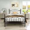 Victorian Vintage Style Full Size Bed Frame Metal Platform Mattress Foundation with Headboard Footboard XH