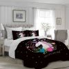Unicorn Queen Bedding Set for Girls 3 Piece Unicorn Flower Duvet Cover Cartoon Unicorn Bedspreads Pink Black Cute Comforter Covers RT