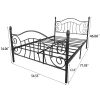 Victorian Vintage Style Full Size Bed Frame Metal Platform Mattress Foundation with Headboard Footboard XH