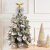 2ft Tabletop Christmas Tree with Light Artificial Small Mini Christmas Decoration with Flocked Snow;  Exquisite Decor & Xmas Ornaments for Table Top f