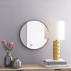 Wall Mounted Round Mirror with Brushed Metal Frame 28" x 28" for Bathroom, Vanity, Living Room, Bedroom, Entryway Wall Decor