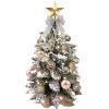 2ft Tabletop Christmas Tree with Light Artificial Small Mini Christmas Decoration with Flocked Snow;  Exquisite Decor & Xmas Ornaments for Table Top f