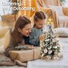 2ft Tabletop Christmas Tree with Light Artificial Small Mini Christmas Decoration with Flocked Snow;  Exquisite Decor & Xmas Ornaments for Table Top f
