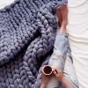 Chunky Knit Blanket Handmade Knitting Warm Knitting Throw Blanket